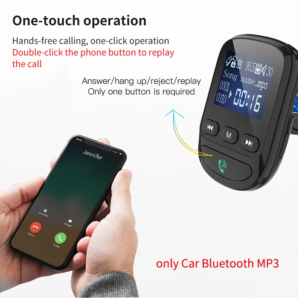 Интеллектуальный многофункциональный автомобильный Bluetooth MP3 плеер TF карта ЖК-дисплей двойной USB Электронная Быстрая Зарядка музыка fm-передатчик