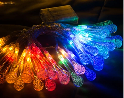 changeable Water droplets battery LED light string 5M/10M/20M/ 50/80/160/leds/Christmas holiday wedding party decoration fairy fairy lamp - Испускаемый цвет: changeable