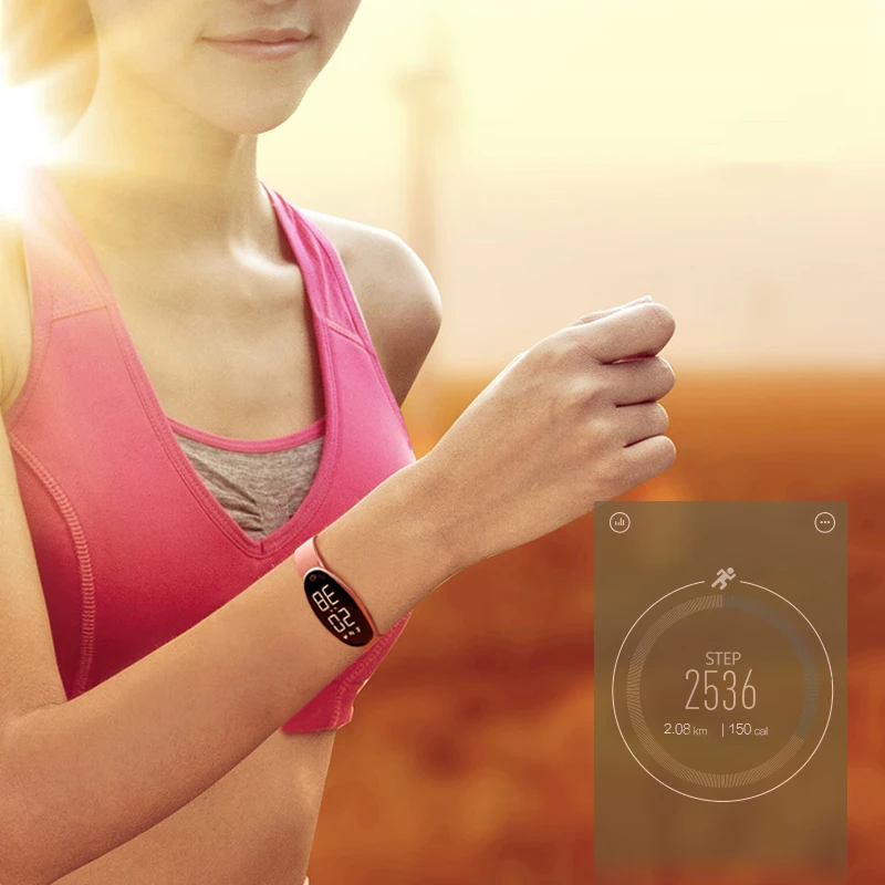 Женский умный электронный браслет, шагомер, спортивные цифровые часы, модный кожаный будильник, калории, фитнес-браслет