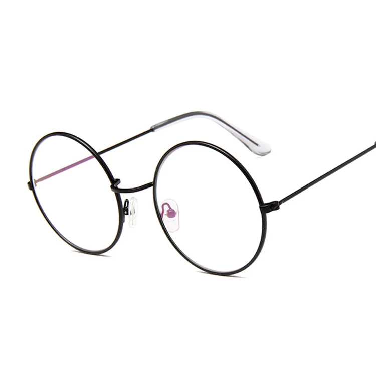 Classic Gold Round Metal Frame Clear Lens Glasses