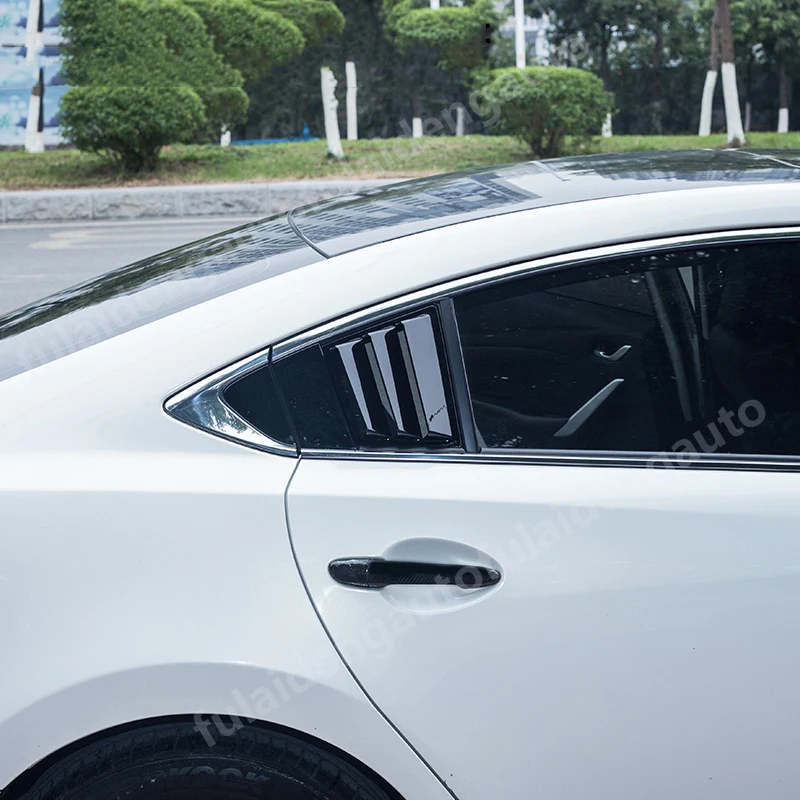 2 шт. для Mazda 6 Atenza- углеродное волокно ABS заднее стекло четверть жалюзи крышка отделка автомобиля Стайлинг Аксессуары