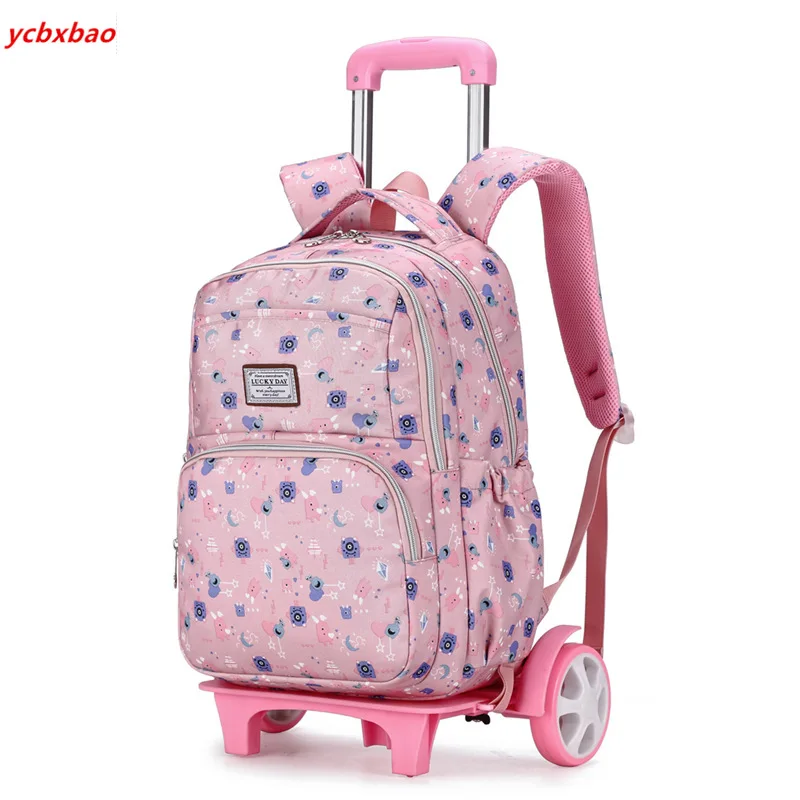

NEW Student School Bag Rolling Backpack Kids Trolley Bag for Girl School Backpack Style 2/6 Wheels Palou Student Trolley Bags