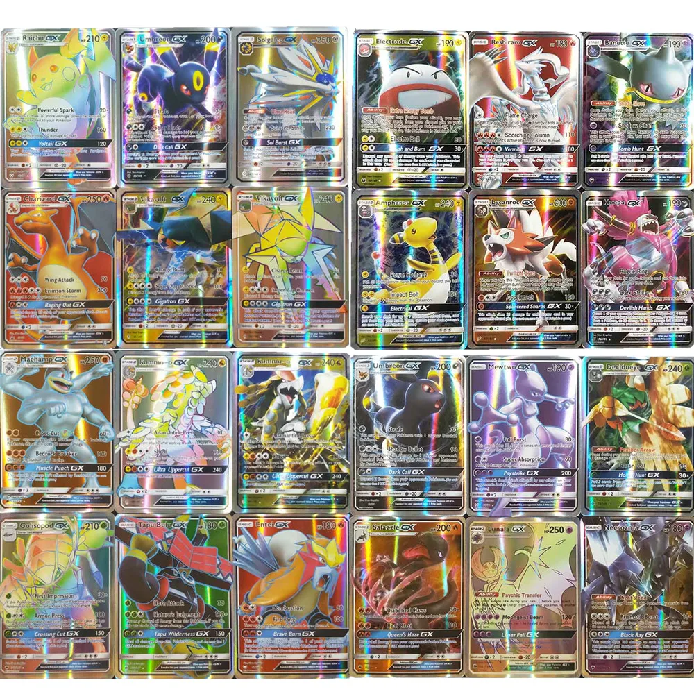 TAKARA TOMY 300 шт. без Повторите Pokemons GX усилительный насос карты блестящие Покемон