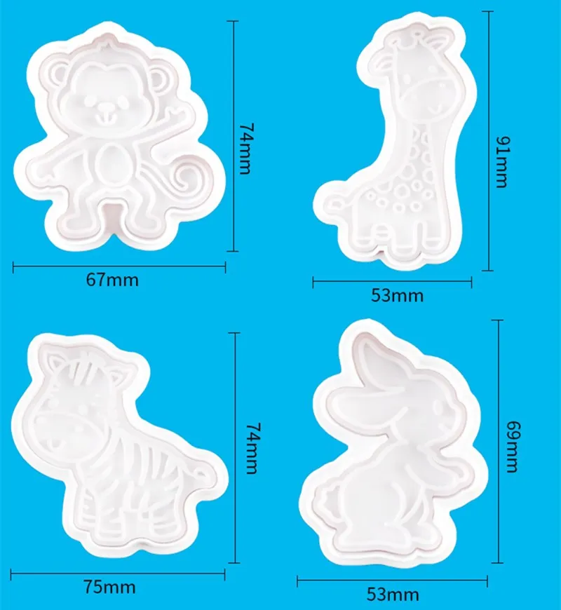 2020 New 4pcs Cake Tools Animal Cutter Set Cookie Cutters Biscuit Stamp Fondant Mould Baking Sugarcraft Mold