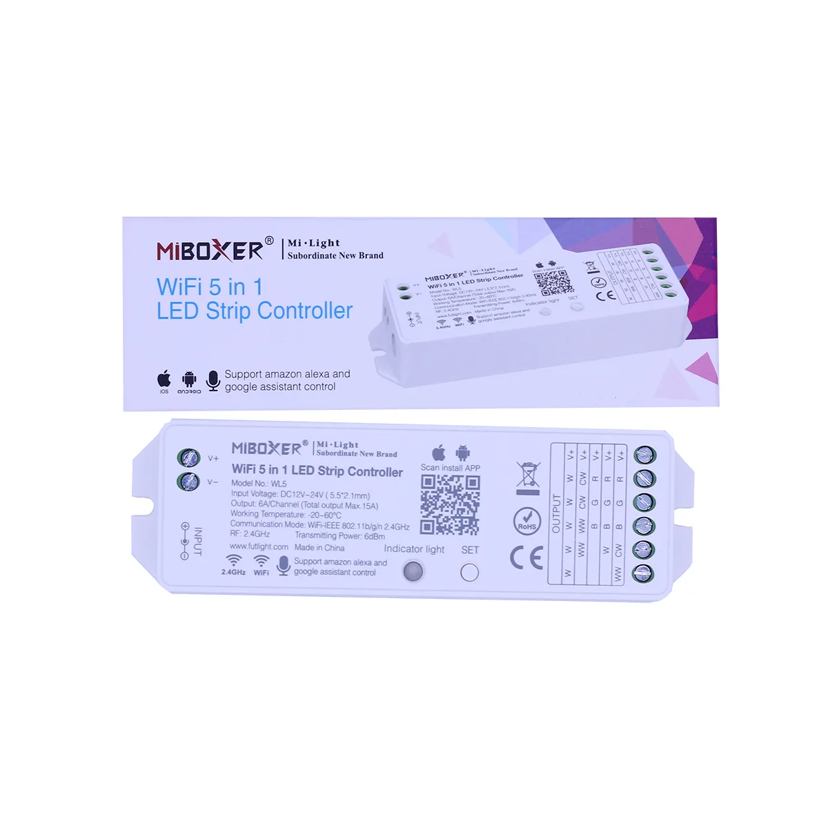Светодиодный Wi Fi контроллер Milight WL5 5 в 1 для RGBW RGBWW CCT Einzigen farbe LED streifen licht Alexa stimme telefon