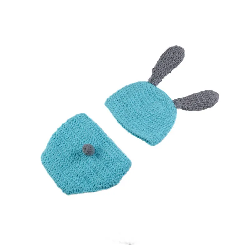 Cute Owls Puppy Dog Frogs Clothes Newborn Photography Props Baby Infant Hat Shorts Crochet Knitted Clothing Set Photo Accessories (14)