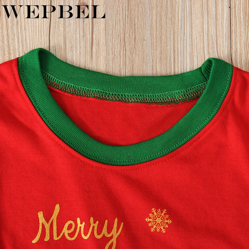 WEPBEL/Рождественский наряд; детская одежда; топ с рисунком снеговика для мальчиков+ штаны; Рождественская семейная одежда; пижамы; Изысканная одежда для детей