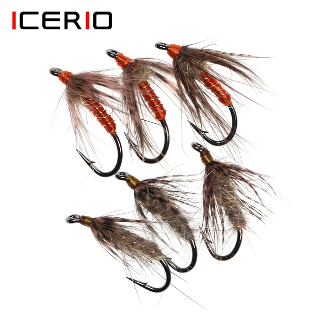 MNFT 10Pcs/Lot 8# Brown Hackle Golden Herl Rib Dark Peacock Nymph Bait  Trout Fly Fishing Flies & Lures