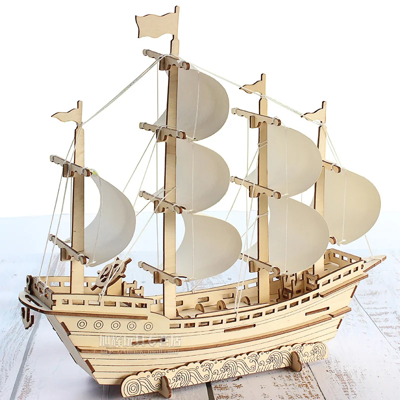 Деревянные Пазлы 3D модели корабль сборка деревянные DIY Ручная работа детские