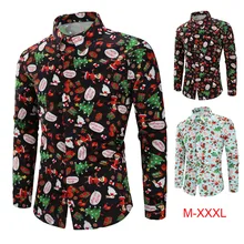 Модные рубашки для мужчин, Повседневная Рождественская рубашка с принтом снежинок Санты и конфет, тонкая блуза в стиле хип-хоп, Мужская одежда, Прямая поставка