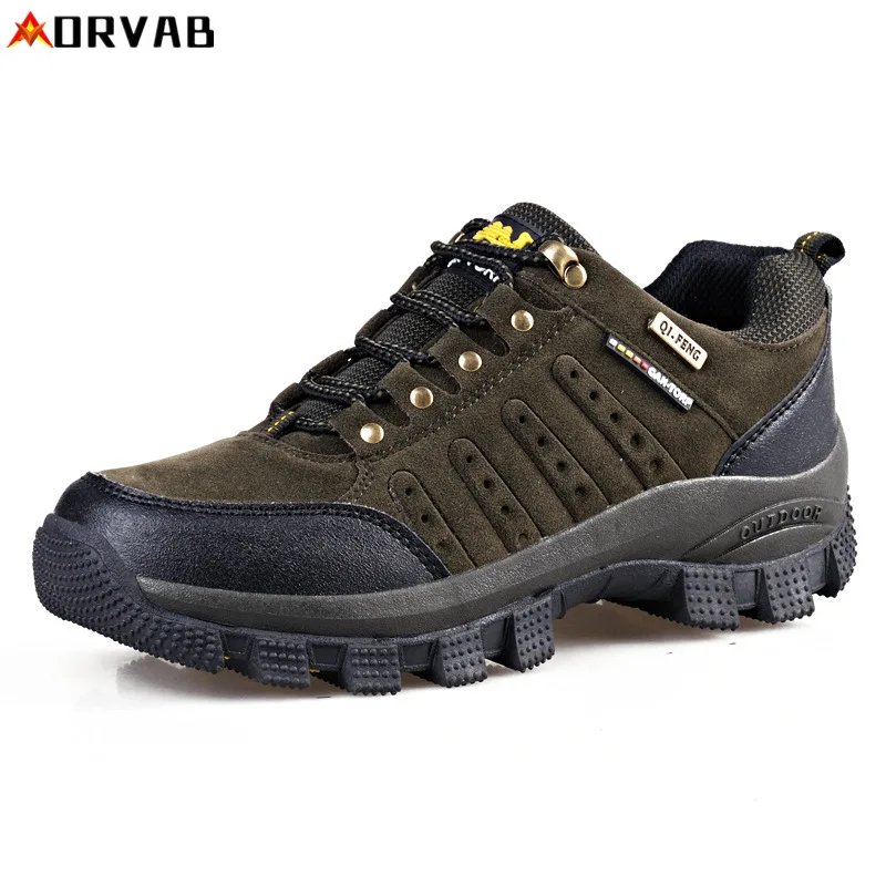 

ORVAB Military Tactical Boots For Men Leather Outdoors Round Toe Sneakers Mens Casual Climbing Hiking Shoes Plus Size 36-47
