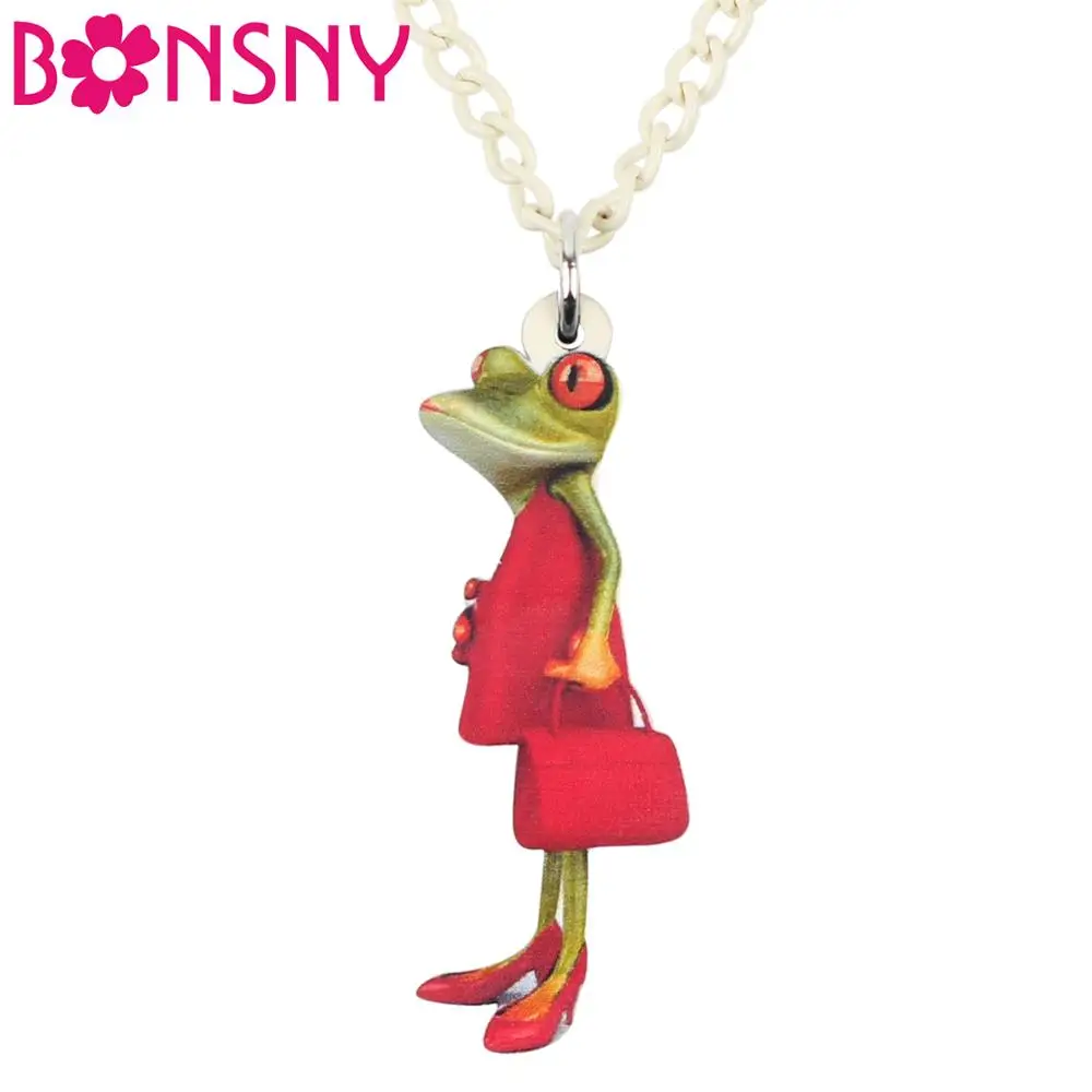 Bonsny акриловая Сумочка лягушка Леди ожерелье чокер мультфильм Животные ювелирные