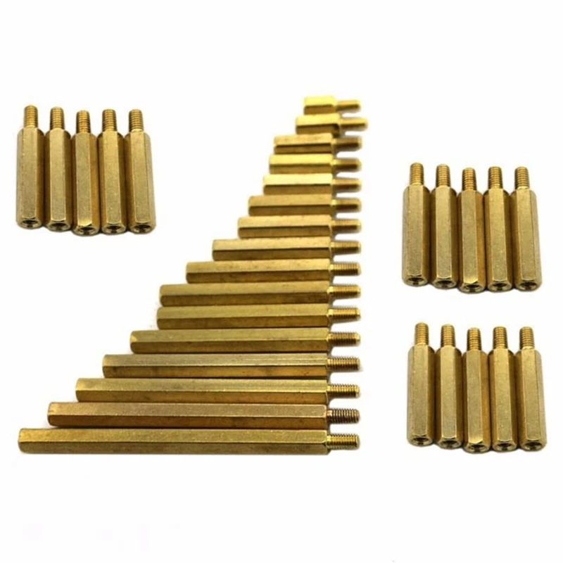 Cena 300 szt. M3 mosiężna kolumna sześciokątna wspornik dystansowy zestaw nakrętek śrubowych