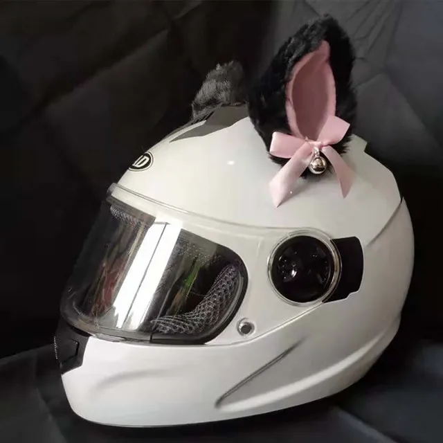 Un juego de orejas de gato para casco de motocicleta, campanas, decoración,  accesorios para casco de Motocross, felpa, Linda pegatina para orejas,  fiesta de Cosplay, Universal qym unisex