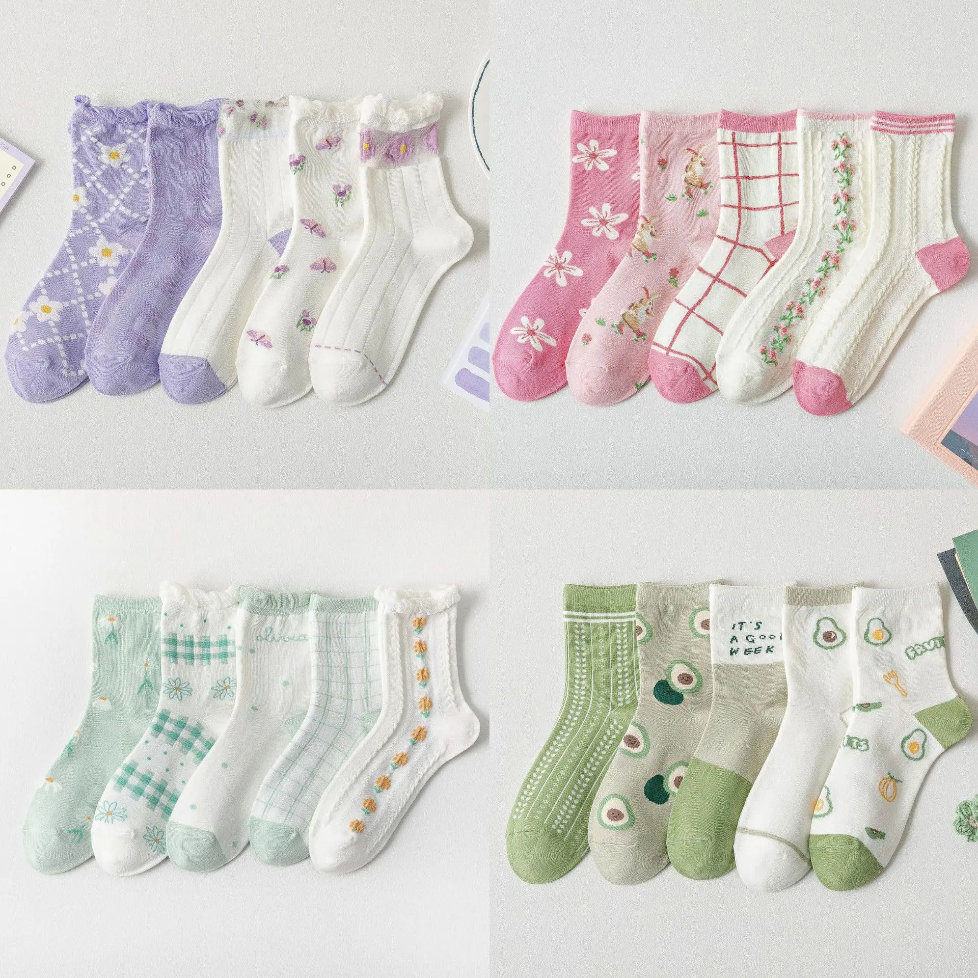 Spring and summer socks female fashion  tide Korea Dongdaemun fruit socks in tube socks cotton socks personality student socks