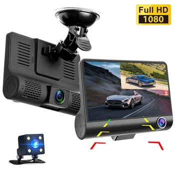 

4.0 Inch Car DVR 3 Cameras Lens Dash Camera Dual Lens With Rearview Camera Video Recorder Auto Registrator Dvrs Dash Cam