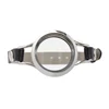 1pc 316L stainless steel floating glass locket with black real leather bracelet 6