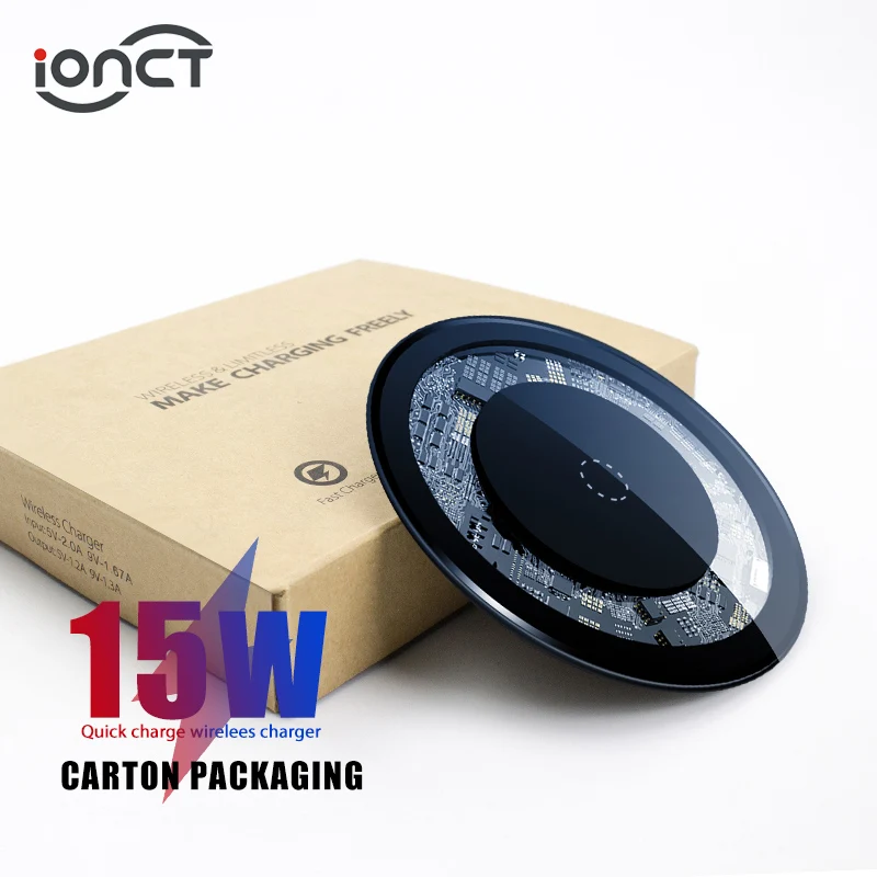Tanie IONCT 15W szybka bezprzewodowa ładowarka qi dla iPhone X XS Max 8 widoczna ładowarka USB podkładka do samsunga S8 S9 uwaga 9 telefon bezprzewodowa ładowarka