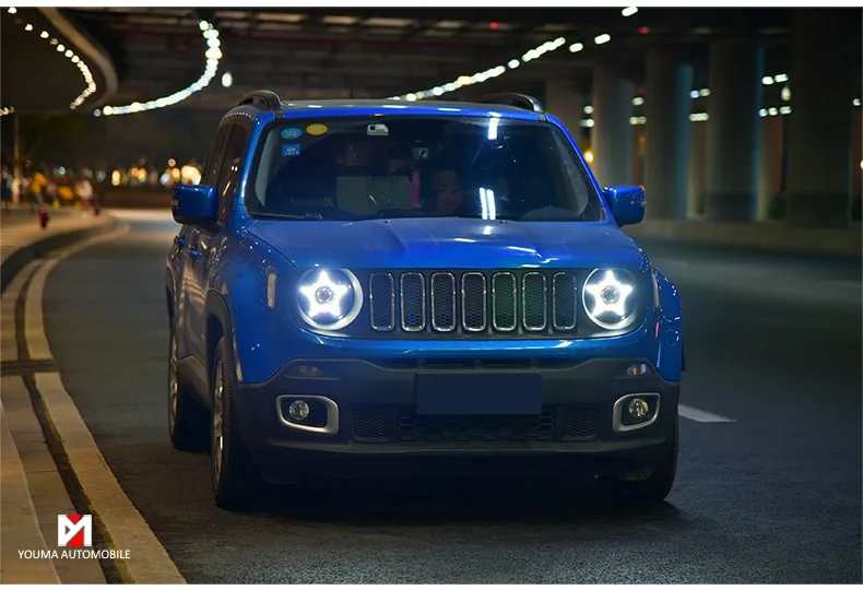 Автомобильные стильные фары для JEEP Renegade, светодиодные фары,,,, головная лампа с двойными линзами, Биксеноновая лампа в сборе