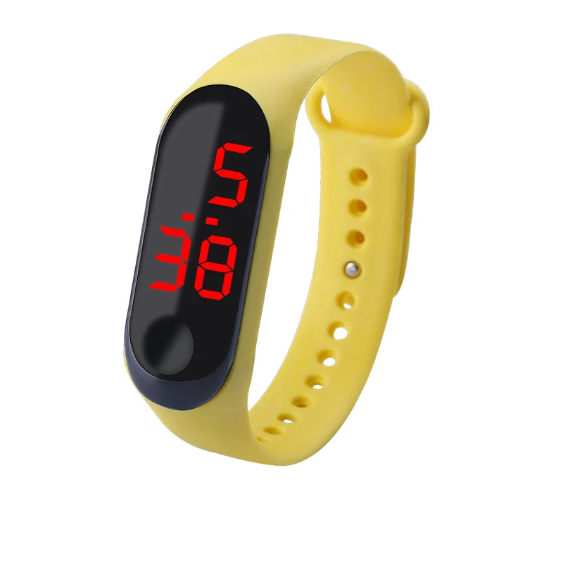 yellow red led Детский светодиодный цифровой часы детские спортивные часы для мальчиков и девочек для мужчин и женщин PU электронные часы браслет Наручные часы для детей Reloj Nino - Цвет: yellow red led