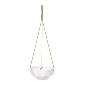 

Ceramic Hanging Flower Pot hemp rope Indoor And Outdoor Modern Geometric Flower Flower Pot Macrame Wall Hanging Plant Hanger
