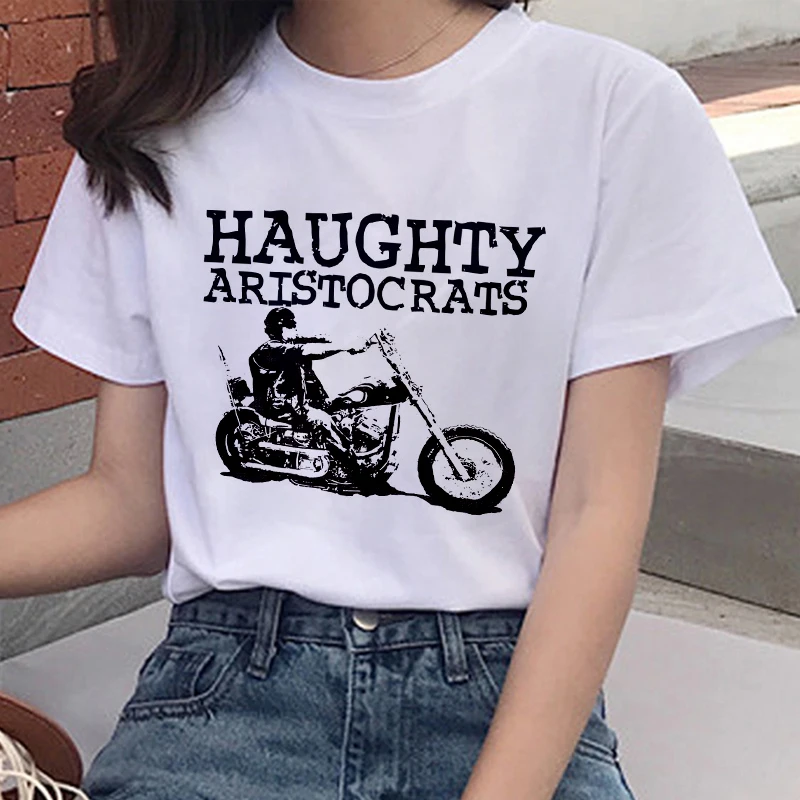 

Harajuku White T Shirt Women Tops Fashion Street locomotive Printing Tshirt Women Shirts Summer Short Sleeve T-Shirt Streetwear