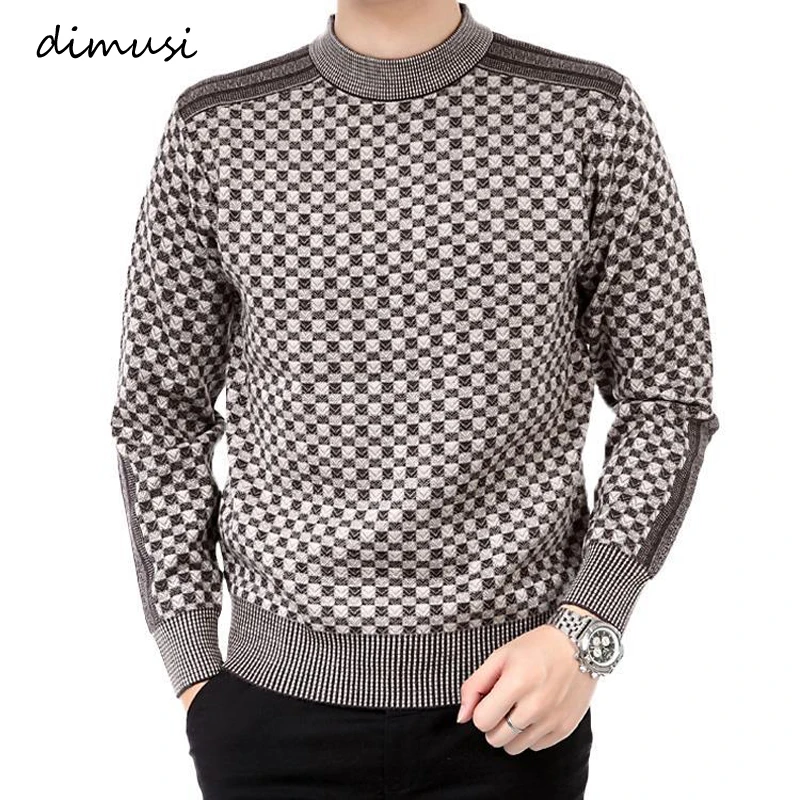 DIMUSI-suéter informal de cuello alto para hombre, Jersey grueso y cálido de Cachemira, ropa de punto clásica ajustada, Otoño e Invierno