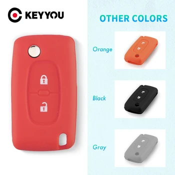 

KEYYOU 40x 2 BNT Silicone Remote Key Case Cover For Peugeot 206 207 307 308 407 607 For Citroen C3 C4 C4L C5 C6 Car Key Holder
