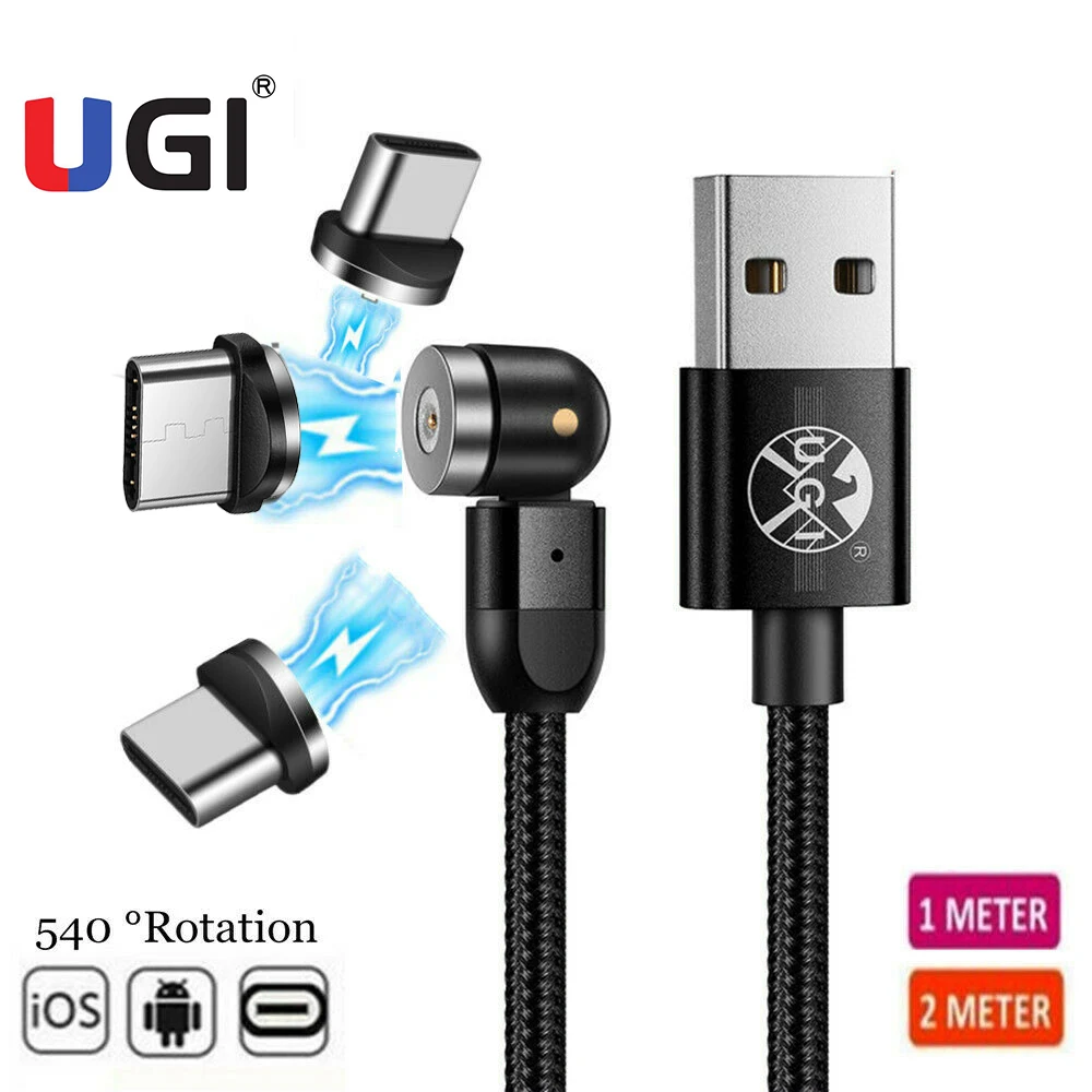 Магнитный кабель UGI 1M/2M/3M 2.4A для быстрой зарядки с возможностью поворота 540 ° Micro USB Type C USB C для Android нейлоновый шнур для планшета Магнитный кабель UGI 1M/2M/3M 2.4A для быстрой зарядки с возможностью поворота 540 ° Micro USB Type C USB C для Android нейлоновый шнур для планшета