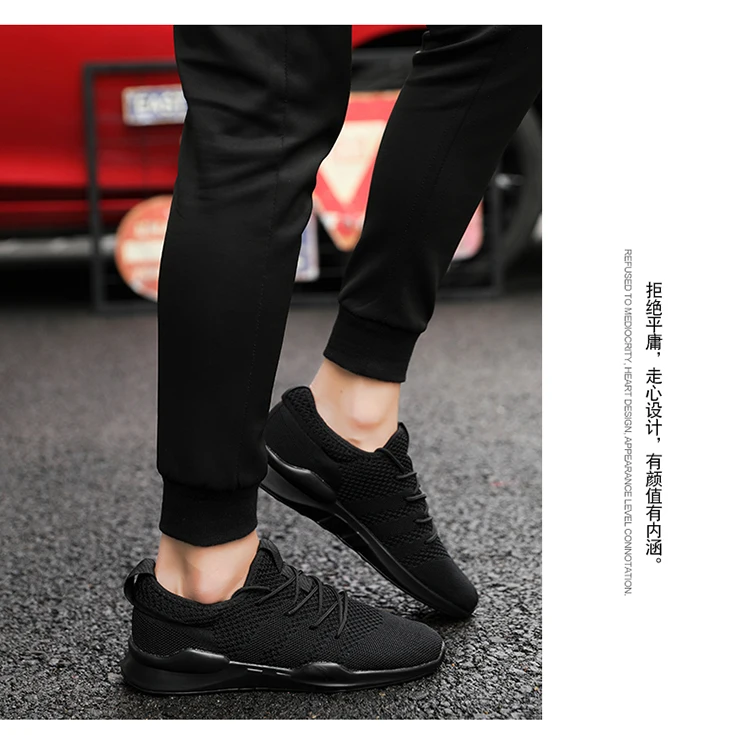 Men Sneakers Casual Summer Breathable Shoes Men Black White Red Light Comfortable Lace-Up Spring Autumn Male Footwear Trainers