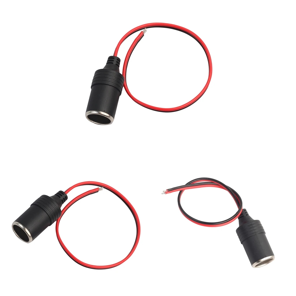 3 Pieces 12v 24v Heavy Duty Female Cigarette Lighter Converter Cable with Cigarette Lighter Socket for Cars,Trucks 1 feet
