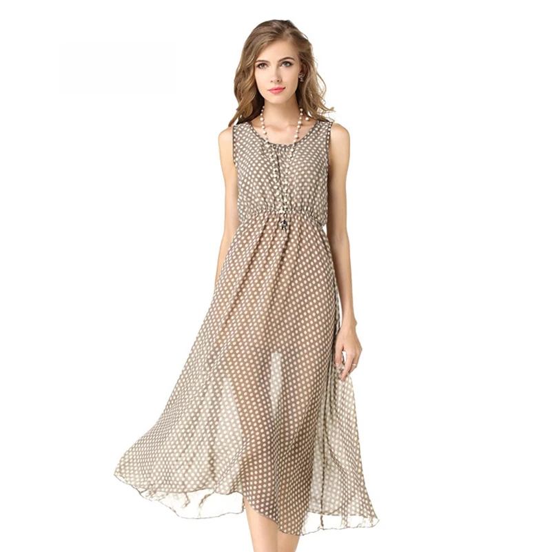 Женское длинное платье на бретелях повседневное свободное облегающее макси в