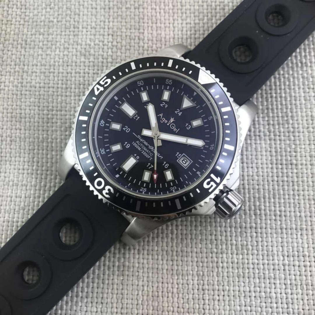 

Luxury Brand New Black Blue Rubber Automatic Mechanical Men Watch Stainless Steel Sport Watches Sapphire Ceramic Bezel AAA+