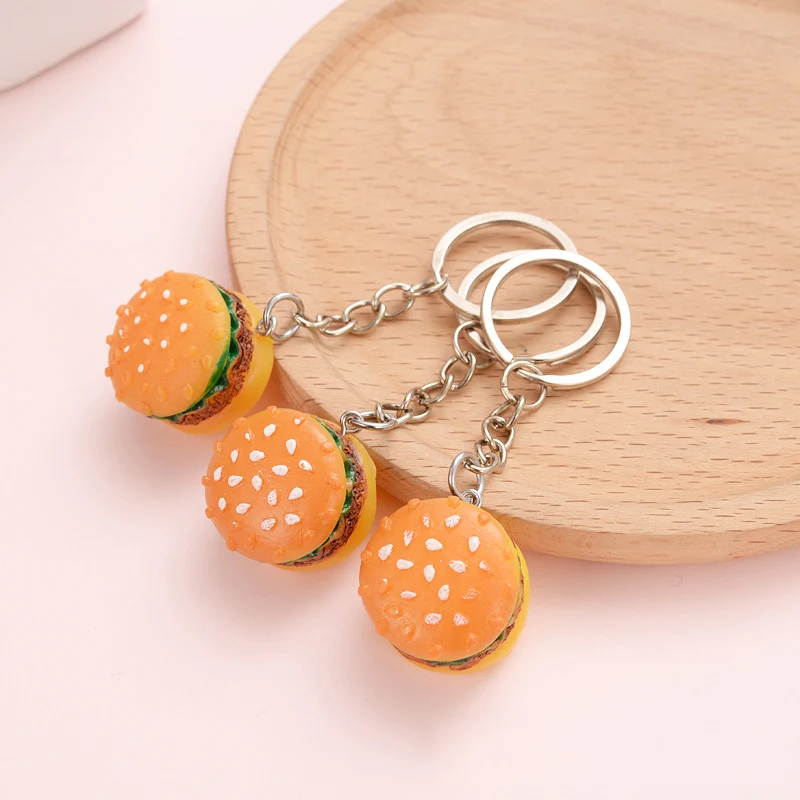 1PCS Resin Cute Hamburger Keychain &amp Keyring Cartoon Gift Key Chain Holder Keychains Bag Car Hanging | Украшения и аксессуары