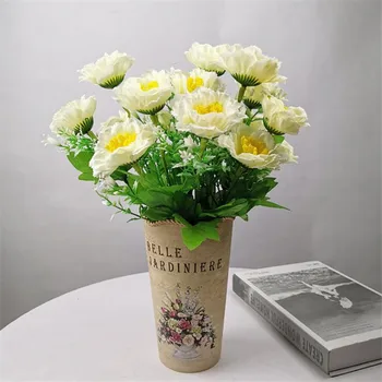 

10Pcs Fake Hibiscus (6 stems/bunch) 14.17" Length Simulation Hibiscus Mutabilis for Home Decorative Artificial Flowers