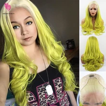 Фэнтези Красота Белый Омбре зеленый парик фронта шнурка волнистые синтетические парики для женщин жаропрочных волокон волос половина руки завязывается для макияжа, париков