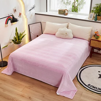 

Flat Sheet with Pillowcase Pellet Fluffy Fleece Flannel Solid Color Home Textiles Heavy Bedding Warm and Soft For Winter
