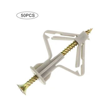 

50Pcs Plasterboard Dowels and Screws Plasterboard Hollow Wall Anchors Heavy-duty Dowels with Screw