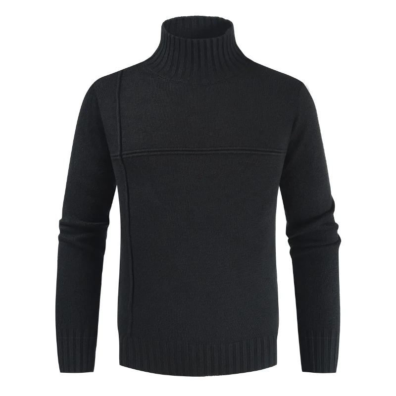 Осенне-зимний свитер для мужчин Pull Homme, новинка, водолазка, мужские джемперы, одежда, однотонные трикотажные пуловеры, трикотажные свитеры, свитер - Цвет: Black