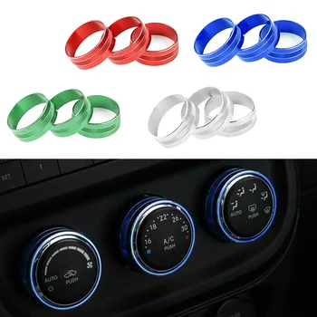 

3pcs AC Audio Air Condition Button Cover Trim Aluminum Alloy Switch Decor For Jeep Wrangler JK 11-18 Blue / Red / Silver / Green