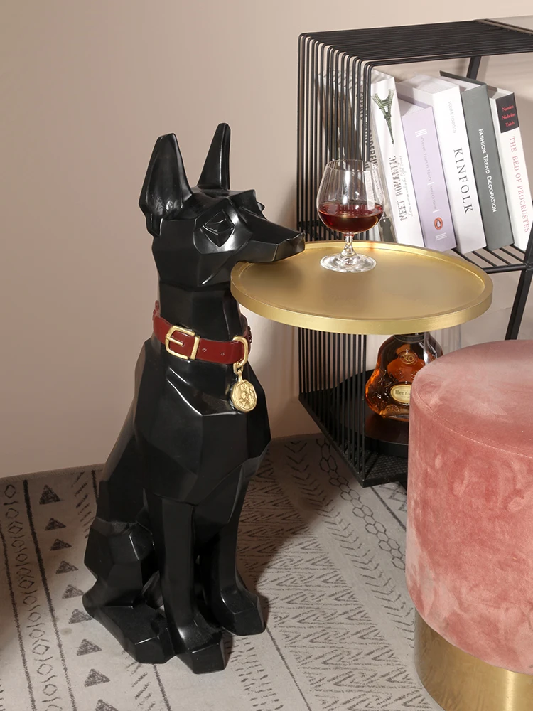 Light luxury resin Big Dog floor shelf Nordic creative home decoration accessories TV cabinet sofa corner storage tray