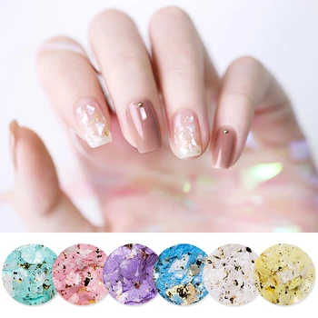 

1 Box Nail Sequins Colorful Gold Pink Purple Mixed Leaf Shell Giltter Nail Flakes 3D Nail Art DIY Design Decorations