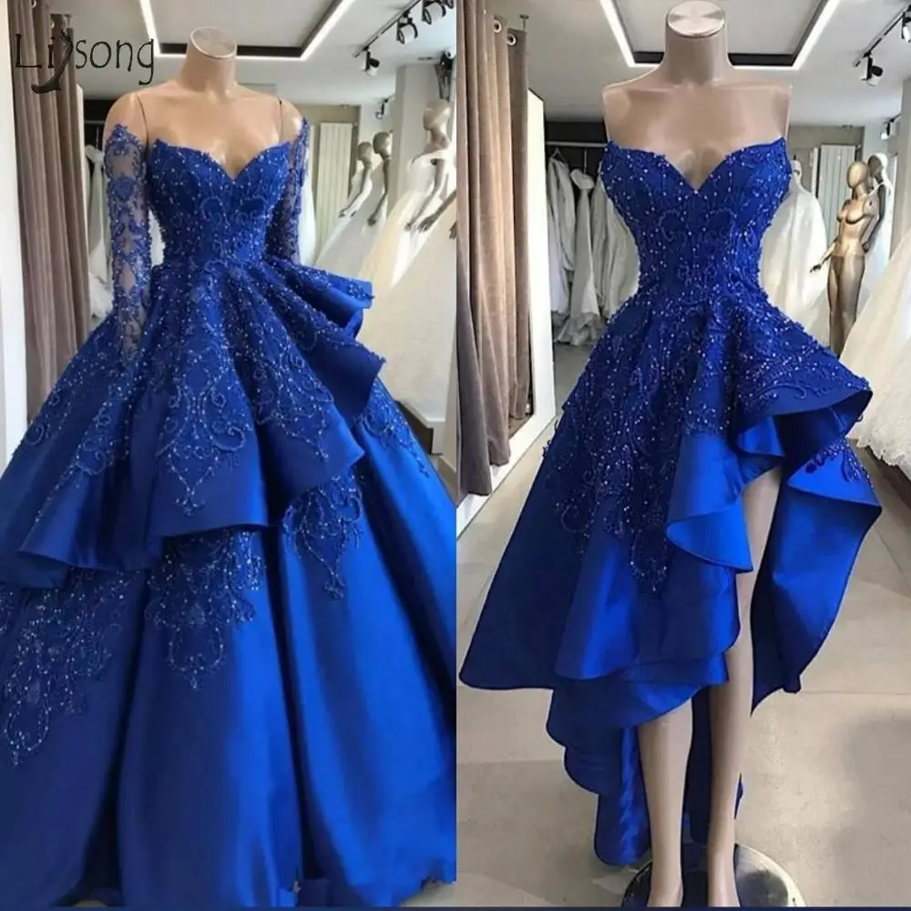 Royal Blue Lace Kralen 2 Stuks Trouwjurken 2019 Vintage Volledige Mouwen Kralen Bridal Dress Afneembare Rokken Robe De Mariee Royal Blue Lace Kralen 2 Stuks Trouwjurken 2019 Vintage Volledige Mouwen Kralen Bridal Dress Afneembare Rokken Robe De Mariee