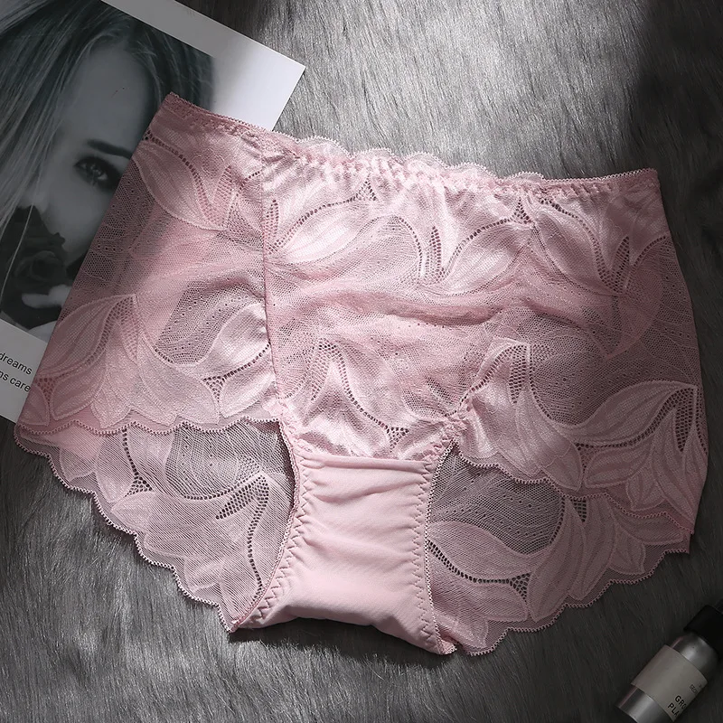 Ropa interior femenina трусики сексуальное женское нижнее белье плюс размер 5XL кружевные цветочные прозрачные полые женские трусики - Цвет: Red shrimp