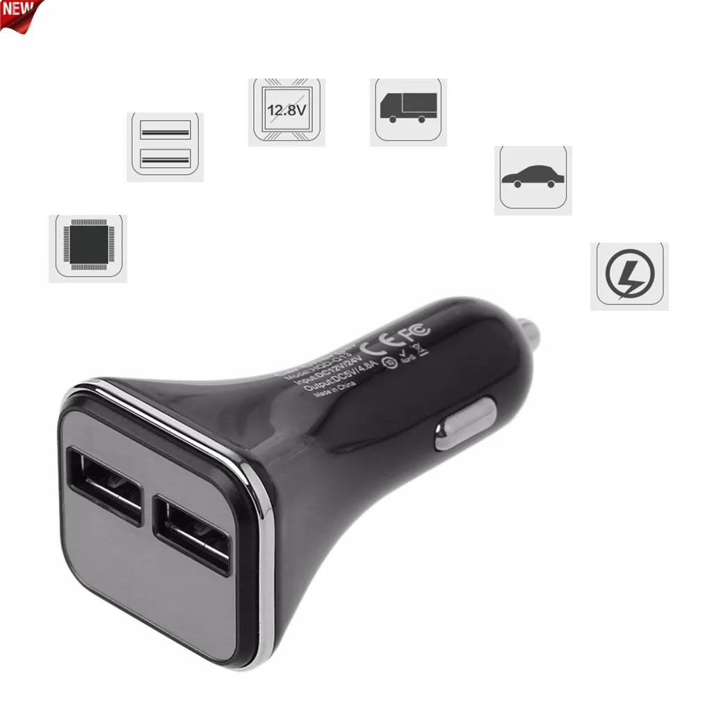 4.8A двойной USB Автомобильное зарядное устройство 2 порта светодиодный дисплей низкого напряжения Waring сигарета So Rocket Зарядка для iphone, для samsung, для ipad, для pc