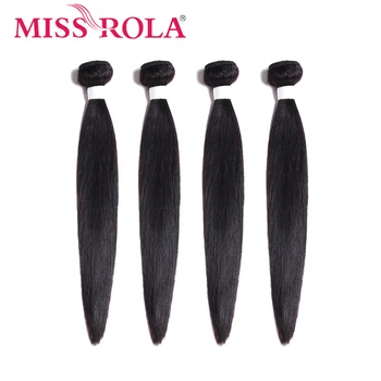 

Miss Rola Hair Pre-colored Peruvian Straight Hair Weave Bundles 100% Human Non Remy Hair Extensions 4 Pc Natural Black Haare