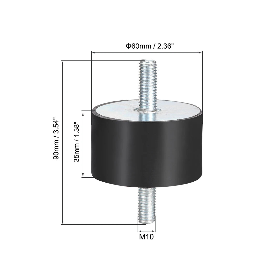 uxcell 50 x 40mm Rubber Mounts,Vibration Isolators,Shock Absorber with M10 x 27mm Studs 
