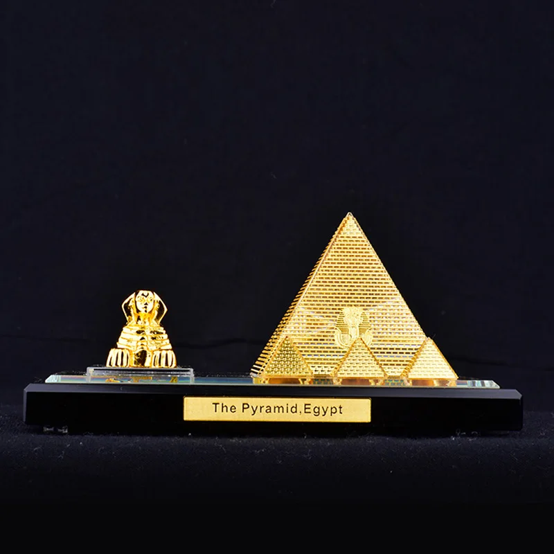  Egyptian Pyramids Crystal inlaid with gold Assembling Souvenirs Decoration Tower building structure