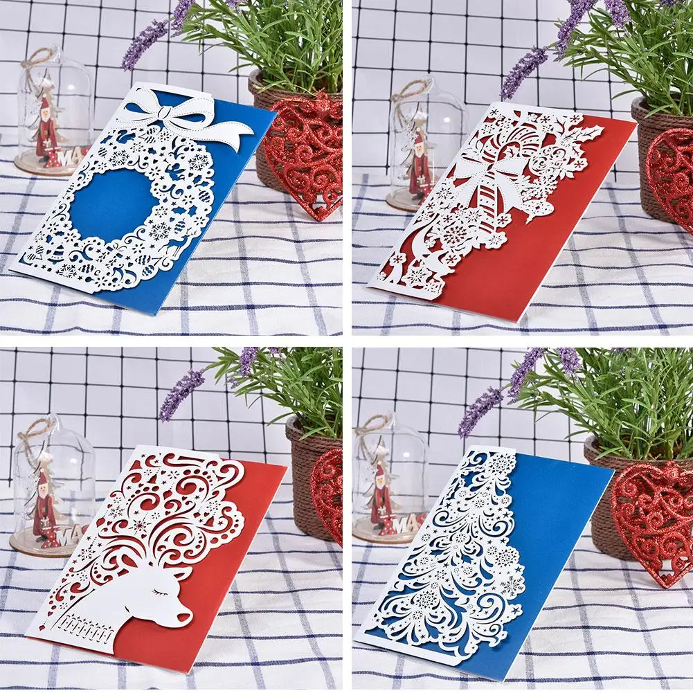 Christmas Hollow Invitation Greeting Cards Xmas Wedding Birthday Christmas Postcard Xmas Gift Invit - 4000322480031