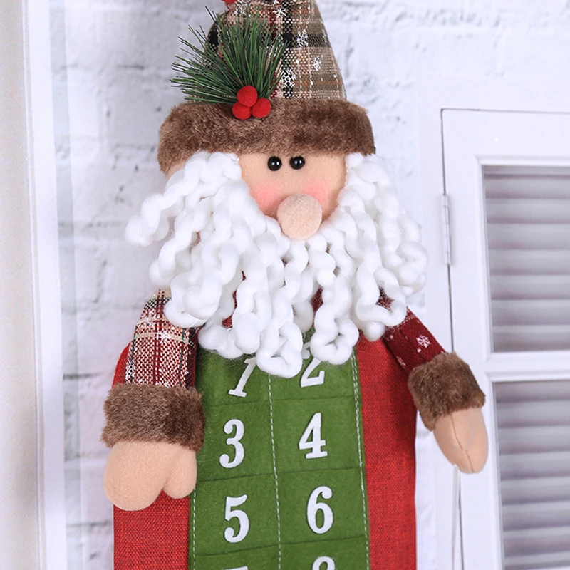 90*23cm Christmas Advent Calendar Santa Claus Snowman Xmas New Year Countdown Hanging Ornaments Home Office Door Decoration
